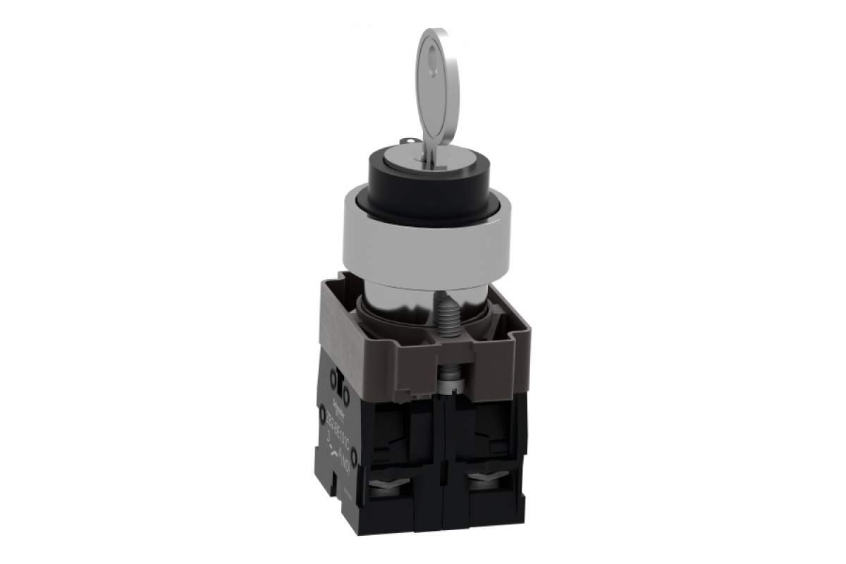 Ключовий перемикач, Easy Harmony XB2, метал, чорний, 22 мм, 3 положення, з фіксацією, середина висувна, 2NO (XB2BG33C)