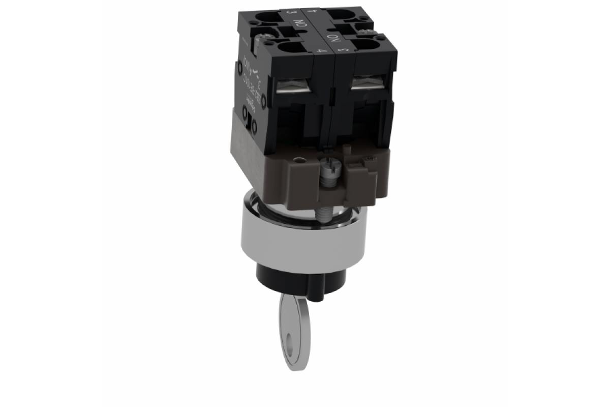 Ключовий перемикач, Easy Harmony XB2, метал, чорний, 22 мм, 3 положення, з фіксацією, середина висувна, 2NO (XB2BG33C)