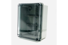 Коробка розподільча навісна 150х110х70 мм з гладкими стінками і прозорою кришкою димчастого кольору ІР56 (EC420C5)