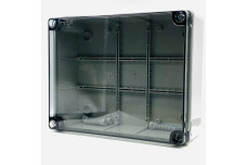 Коробка розподільча навісна 240х190х90 мм з гладкими стінками і прозорою кришкою димчастого кольору ІР56 (EC420C7)