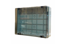 Коробка розподільча навісна 380x300x120 мм з гладкими стінками і прозорою кришкою димчастого кольору ІР56 (EC420C9)