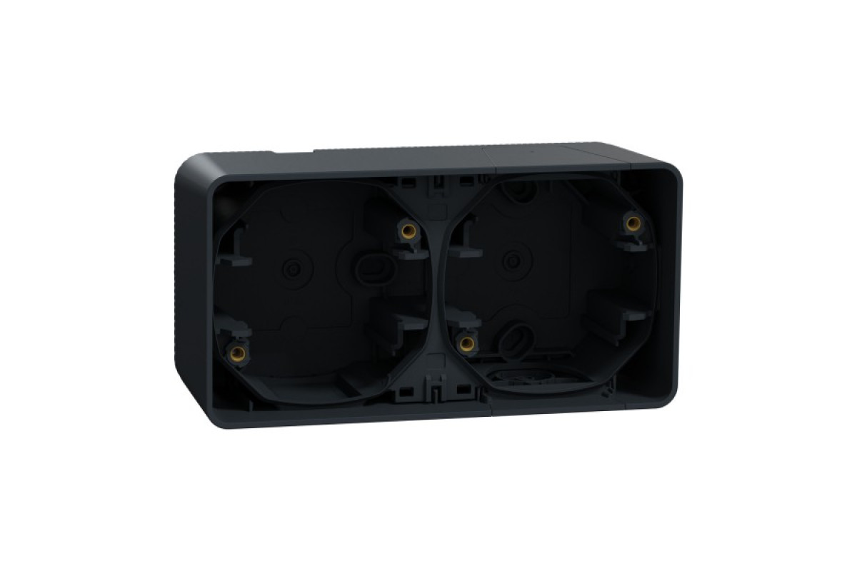 Подвійний блок для поверх. монтажу IP55 Mureva Styl, горизонтальний, чорний (MUR37914)