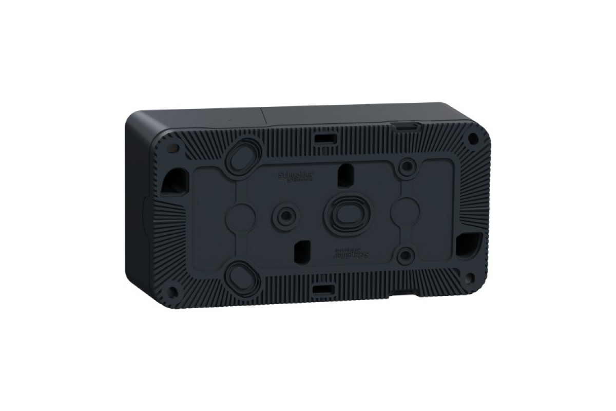 Подвійний блок для поверх. монтажу IP55 Mureva Styl, горизонтальний, чорний (MUR37914)