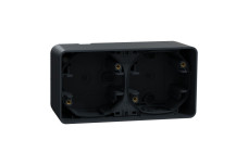 Подвійний блок для поверх. монтажу IP55 Mureva Styl, горизонтальний, чорний (MUR37914)