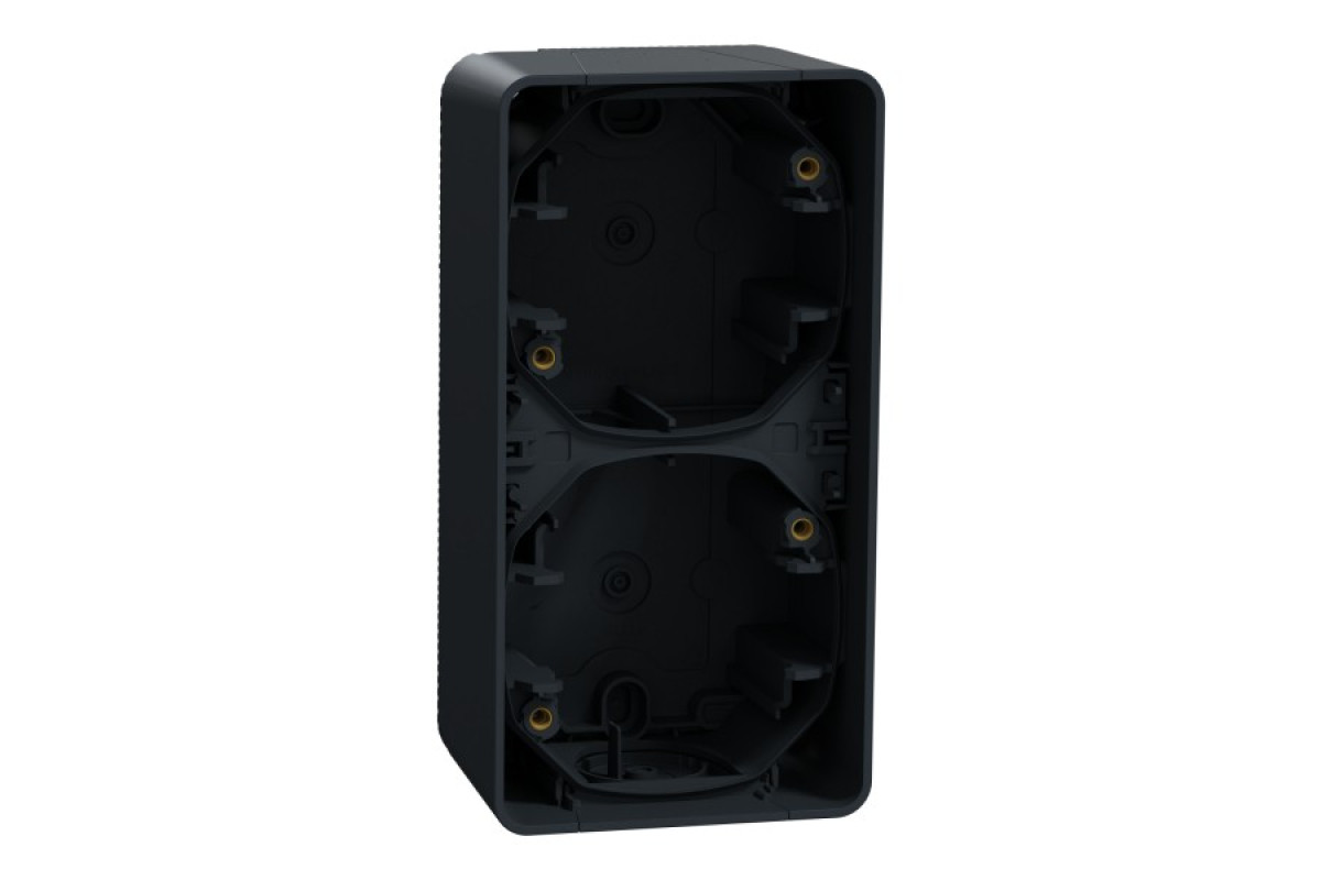 Подвійний блок для поверхневого монтажу IP55 Mureva Styl, вертикальний, чорний (MUR37912)