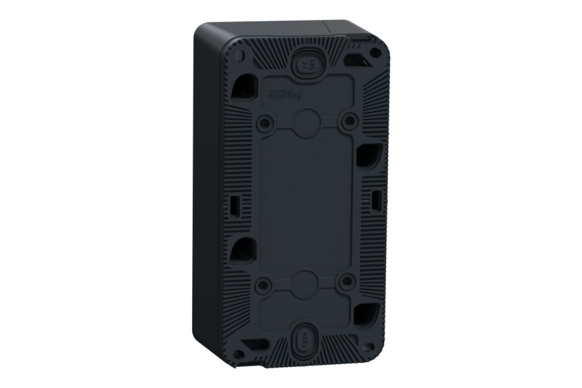 Подвійний блок для поверхневого монтажу IP55 Mureva Styl, вертикальний, чорний (MUR37912)