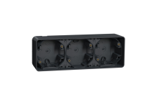 Потрійний блок для поверх. монтажу IP55 Mureva Styl, горизонтальний, чорний (MUR37713)