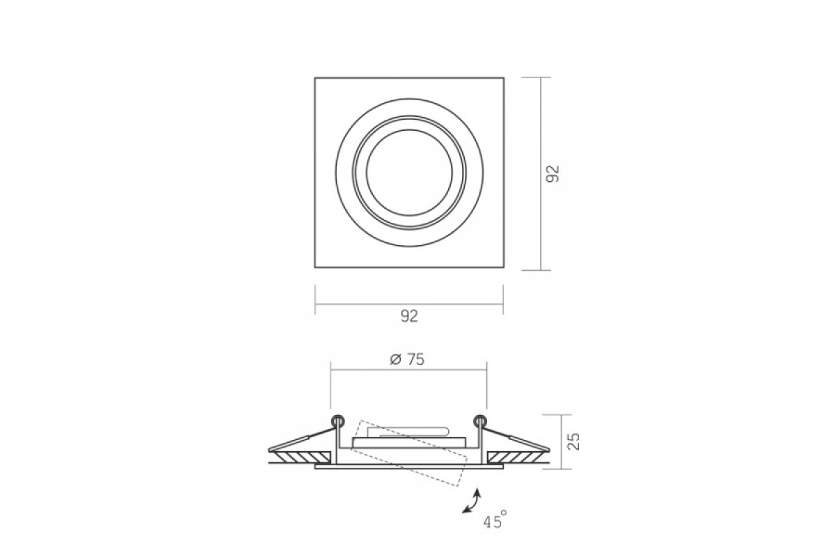 Світильник VIDEX під лампу GU10 врізний Квадрат Білий (VL-SPF08S-W) 27143