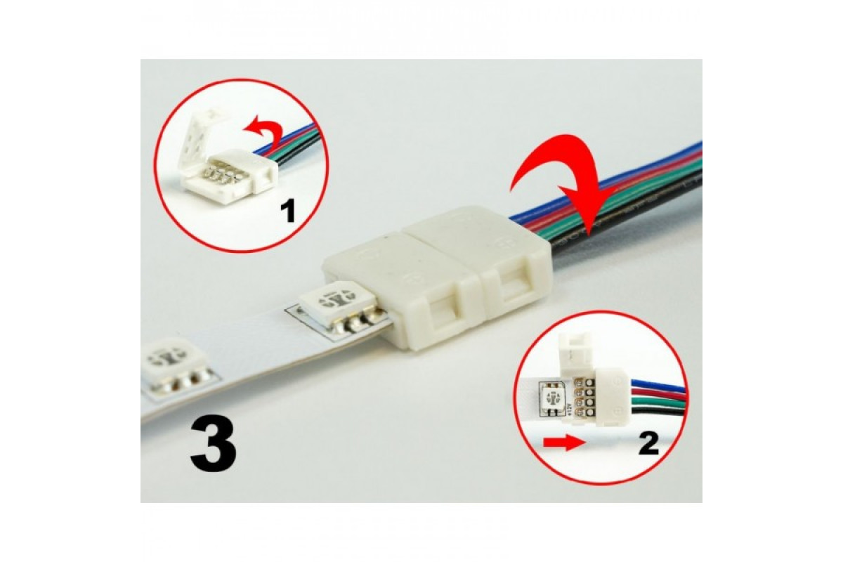 Конектор PROLUM™ для LED стрічки 10 мм, RGB + 2 затискачі (503008)