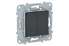 NEW UNICA - KNX Кнопковий вимикач двоклавішний, Антрацит (NU553154)