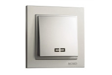 Вимикач одноклавішний з підсвіткою, Mono Electric, DESPINA (срібло) (102-212125-101)