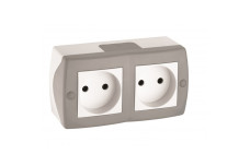 Розетка 2-а без заземлення, Mono Electric, OCTANS IP 20 (сірий) (104-020006-121)