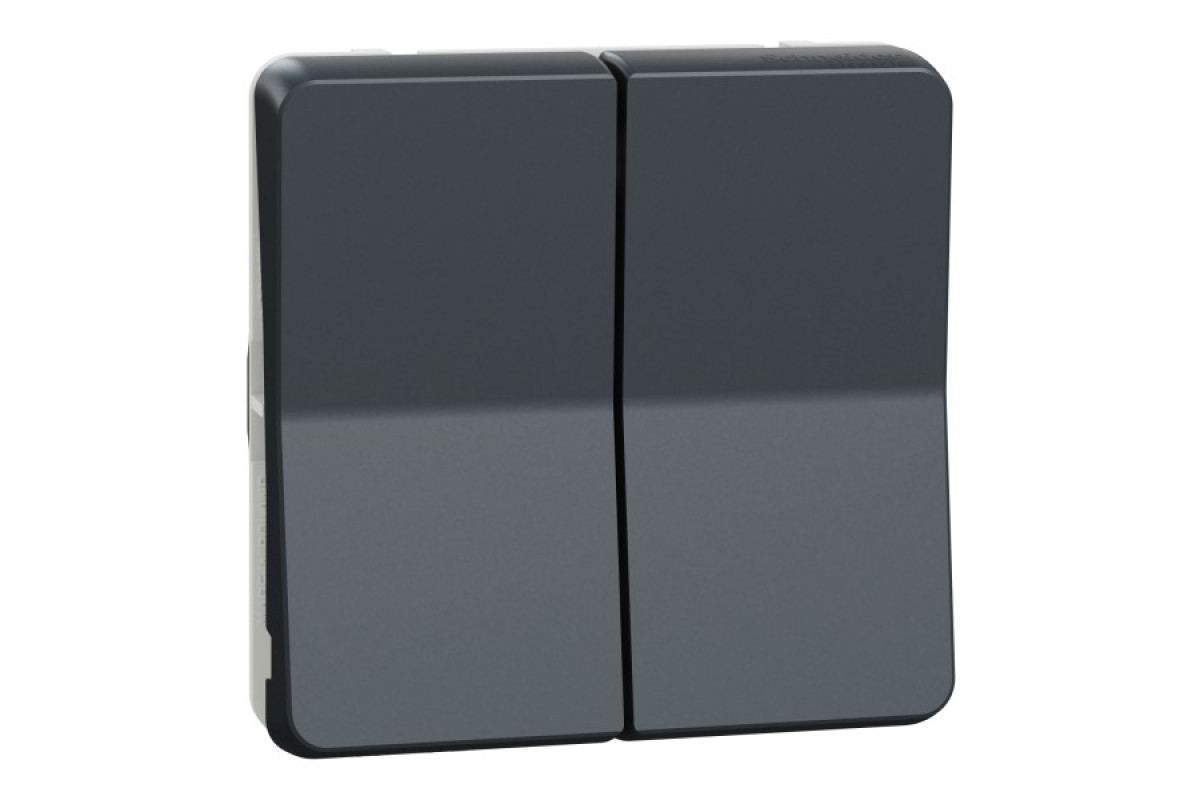 Механізм подвійного кнопкового вимикача IP55 Mureva Styl, чорний (MUR35326)