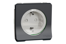 Механізм розетки з заземленням та шторками IP55 Mureva Styl, чорний (MUR36134)