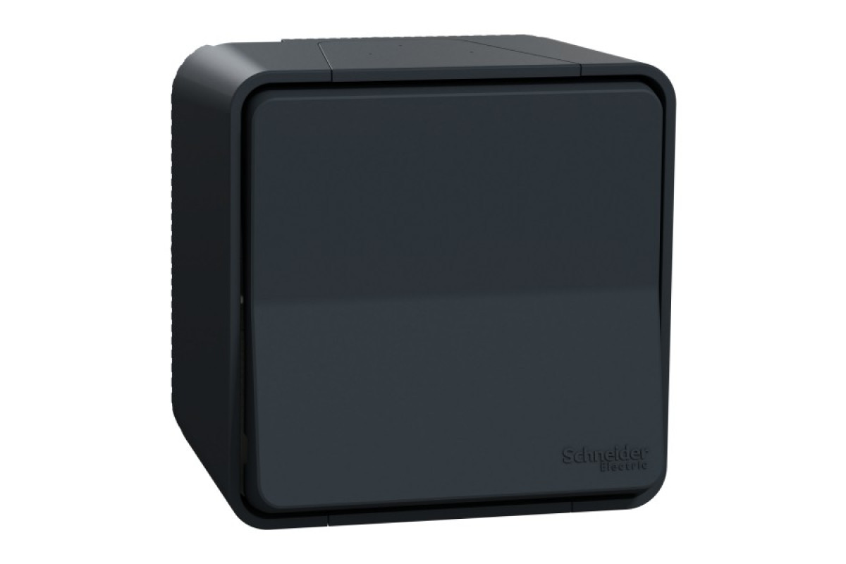 Одноклавішний перемикач IP55 Mureva Styl, сх.6, поверх. монтаж, чорний (MUR35021)