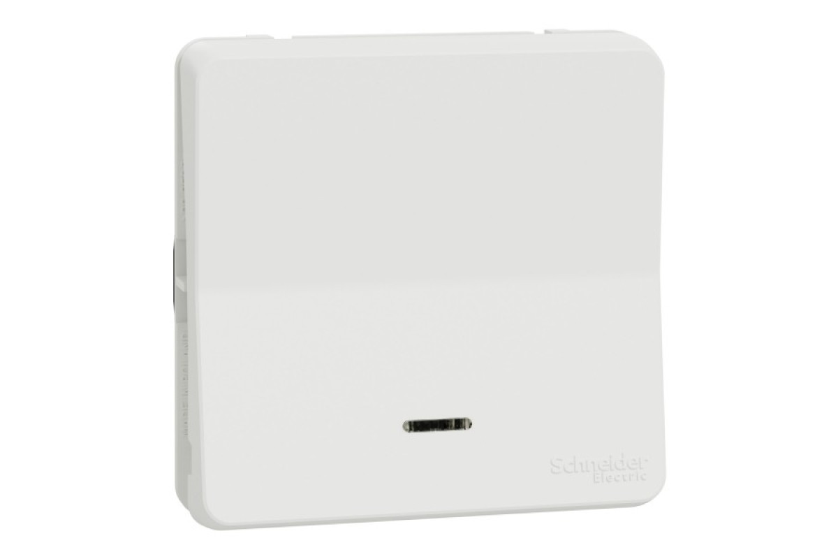 Одноклавішний перемикач IP55 з підсвіткою Mureva Styl, поверх.монтаж, білий (MUR39024)