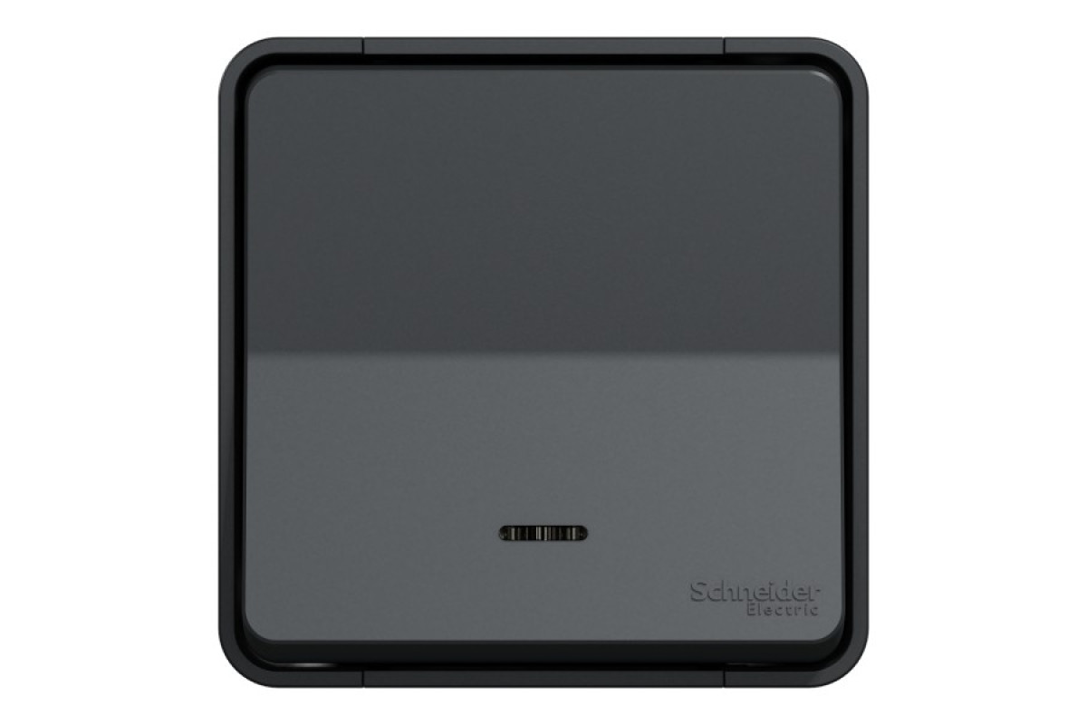 Одноклавішний перемикач IP55 з підсвіткою Mureva Styl, поверх.монтаж, чорний (MUR35024)