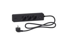 Подовжувач на 3 розетки з заземленням +2*USB чорн 1.5 м (ST943U1B)