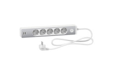 Подовжувач на 5 розеток з заз+2*USB алюм/біл 1.5 м (ST945U1WA)