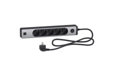Подовжувач на 5 розеток з заземленням +2*USB алюм/чорн 1.5м (ST945U1BA)