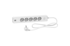 Подовжувач на 5 розеток з заземленням +2*USB біл 1.5 м (ST945U1W)