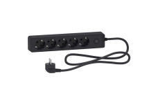 Подовжувач на 5 розеток з заземленням чорний 1.5 м (ST9451B)