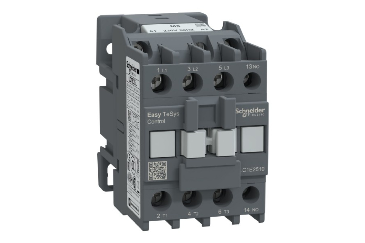 Контактор 3Р Е 1NO 25А АС3 ~220В 50 ГЦ (LC1E2510M5)