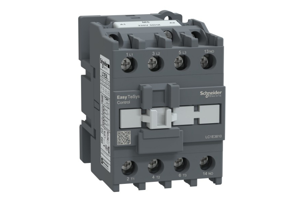 Контактор 3Р Е 1NO 38А АС3 ~220В 50 ГЦ (LC1E3810M5)