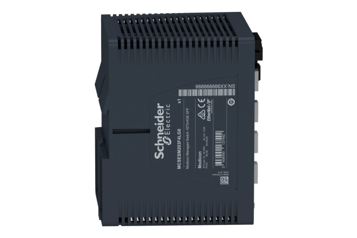 Керований комутатор Modicon, 16 портів для мідного кабелю, 4 Gigabit SFP (MCSESM203F4LG0)