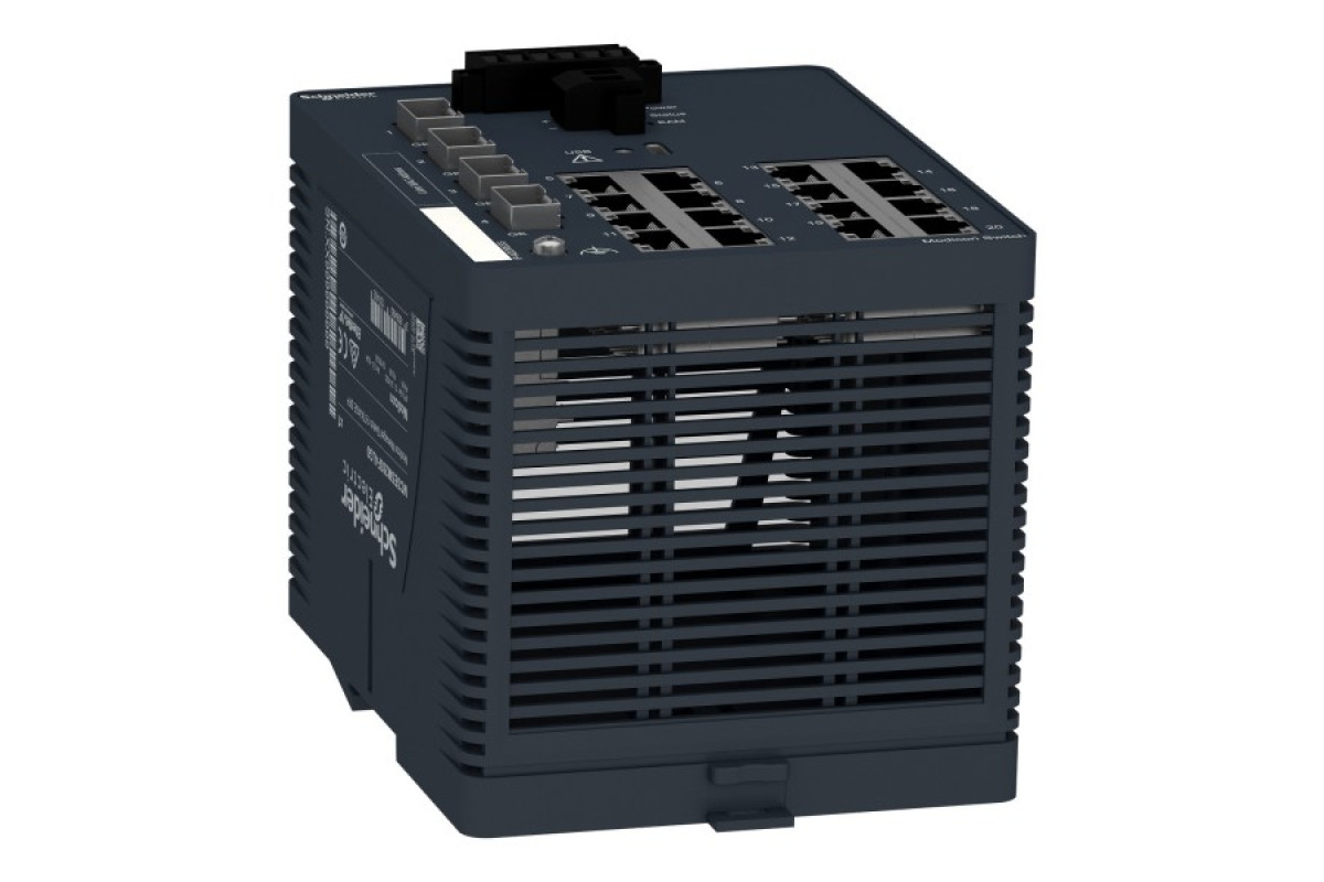 Керований комутатор Modicon, 16 портів для мідного кабелю, 4 Gigabit SFP (MCSESM203F4LG0)