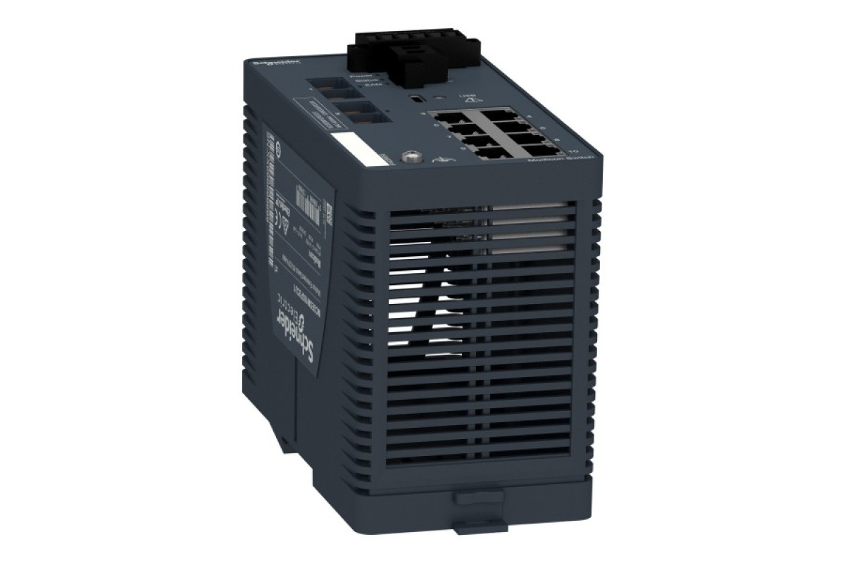 Керований мережевий комутатор Modicon Extended, 8 портів для мідного кабелю, 2 порти для багатомодового оптоволокна (MCSESM103F2CU1)