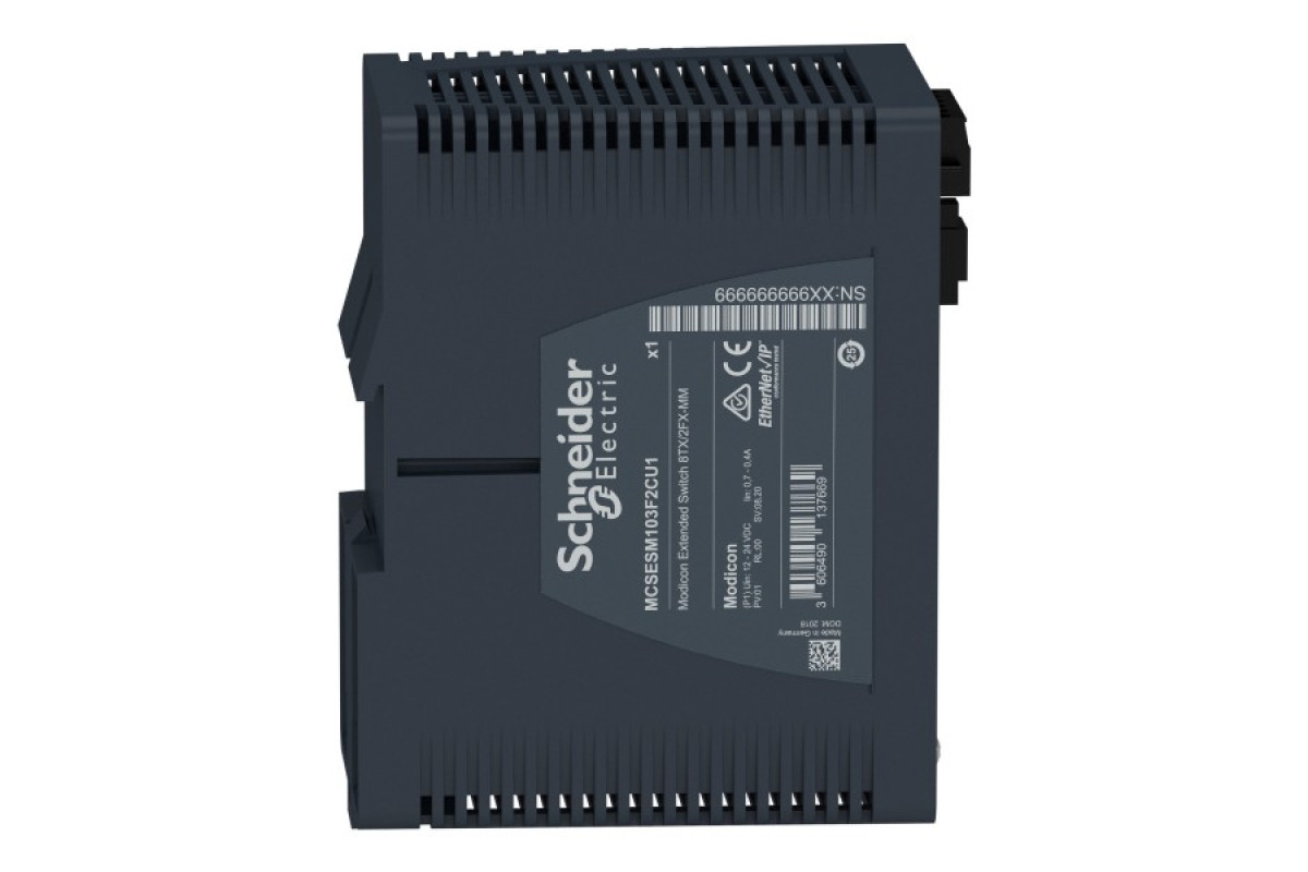 Керований мережевий комутатор Modicon Extended, 8 портів для мідного кабелю, 2 порти для багатомодового оптоволокна (MCSESM103F2CU1)