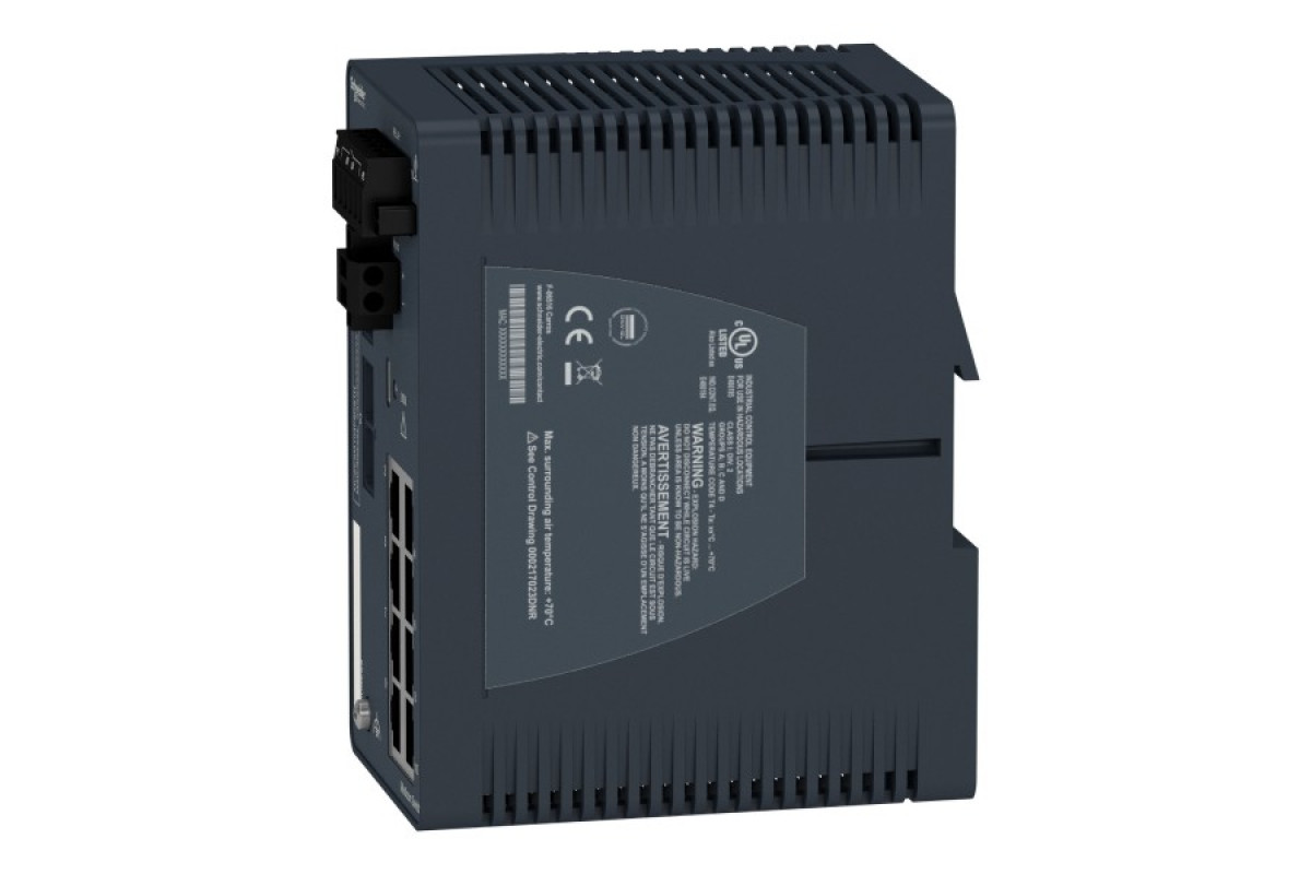 Керований мережевий комутатор Modicon Extended, 8 портів для мідного кабелю, 2 порти для одномодового оптоволокна, для важких умов експлуатації (MCSESM103F2CS1H)