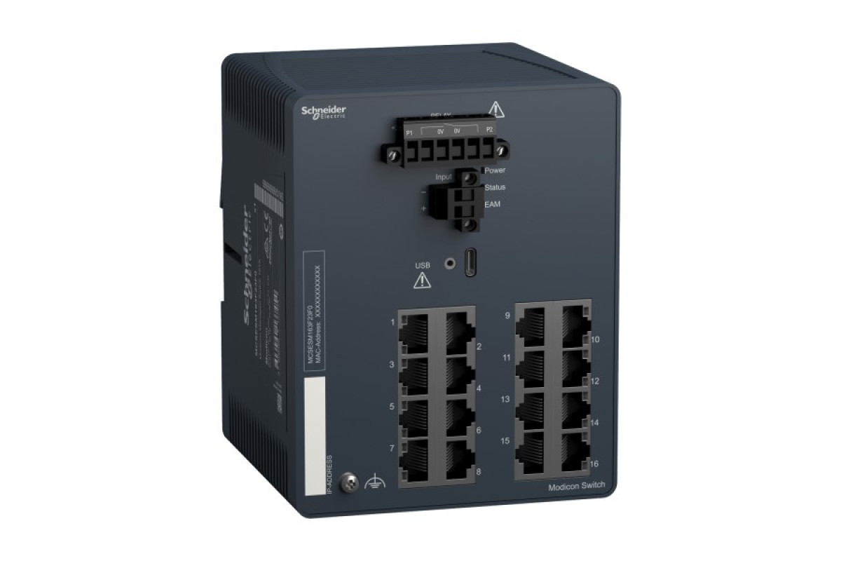 Керований мережевий комутатор Modicon, 16 портів для мідного кабелю (MCSESM163F23F0)