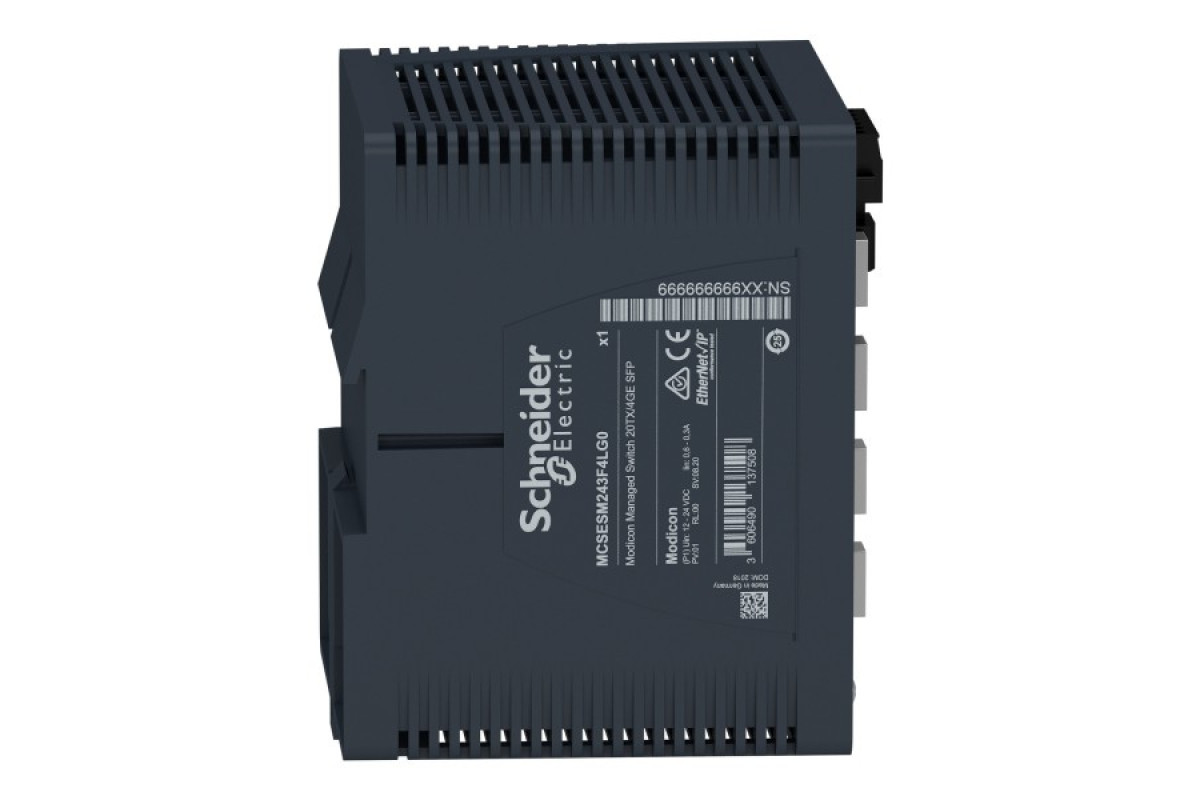 Керований мережевий комутатор Modicon, 20 портів для мідного кабелю, 4 гігабітних SFP (MCSESM243F4LG0)