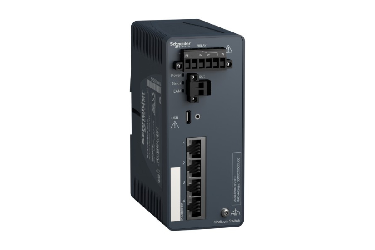 Керований мережевий комутатор Modicon, 4 порти для мідного кабелю (MCSESM043F23F0)