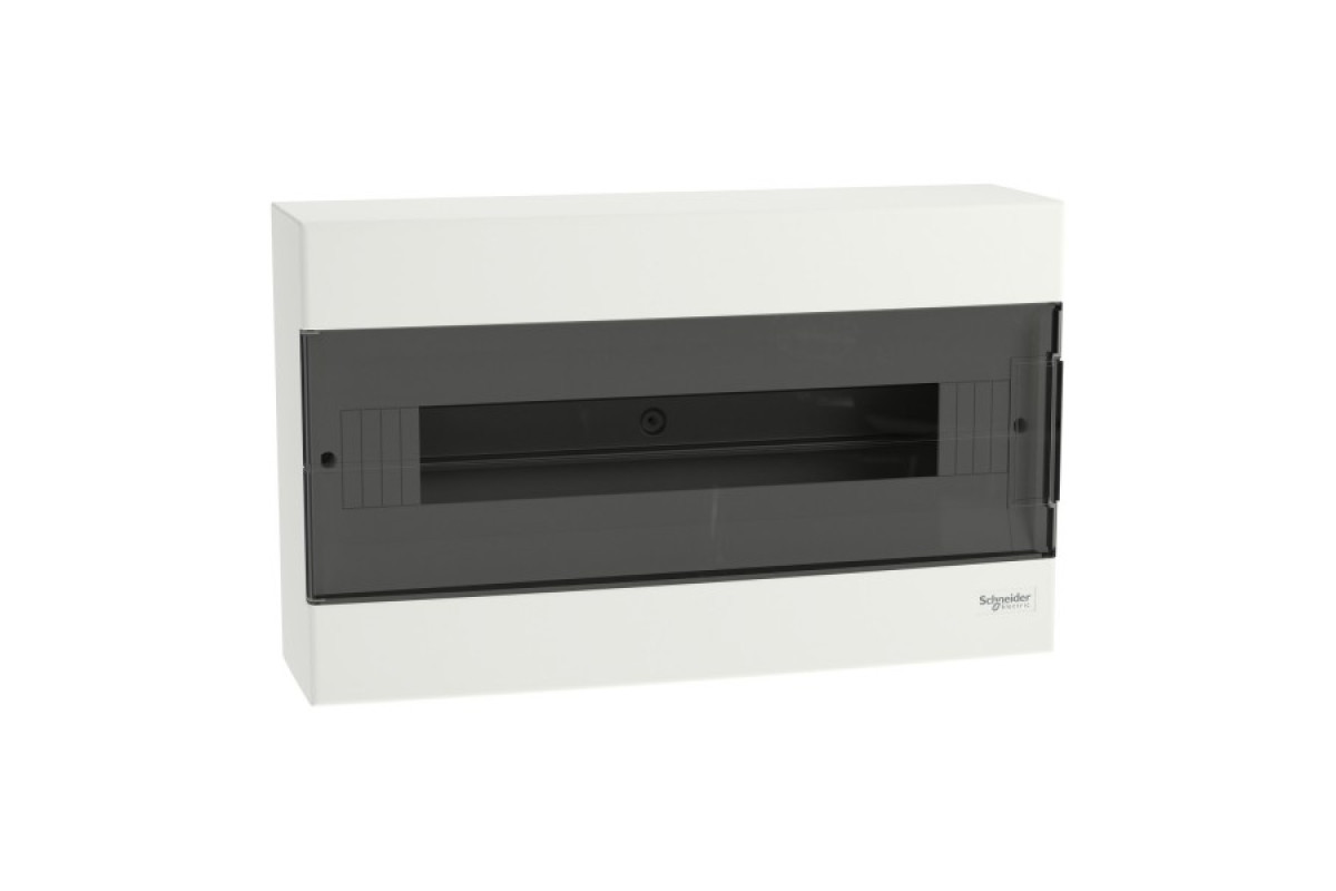 Щит пластиковый Easy9 EU, навесной, 1 ряд 18 модулей, дымчатая дверь (EZ9EUC118)