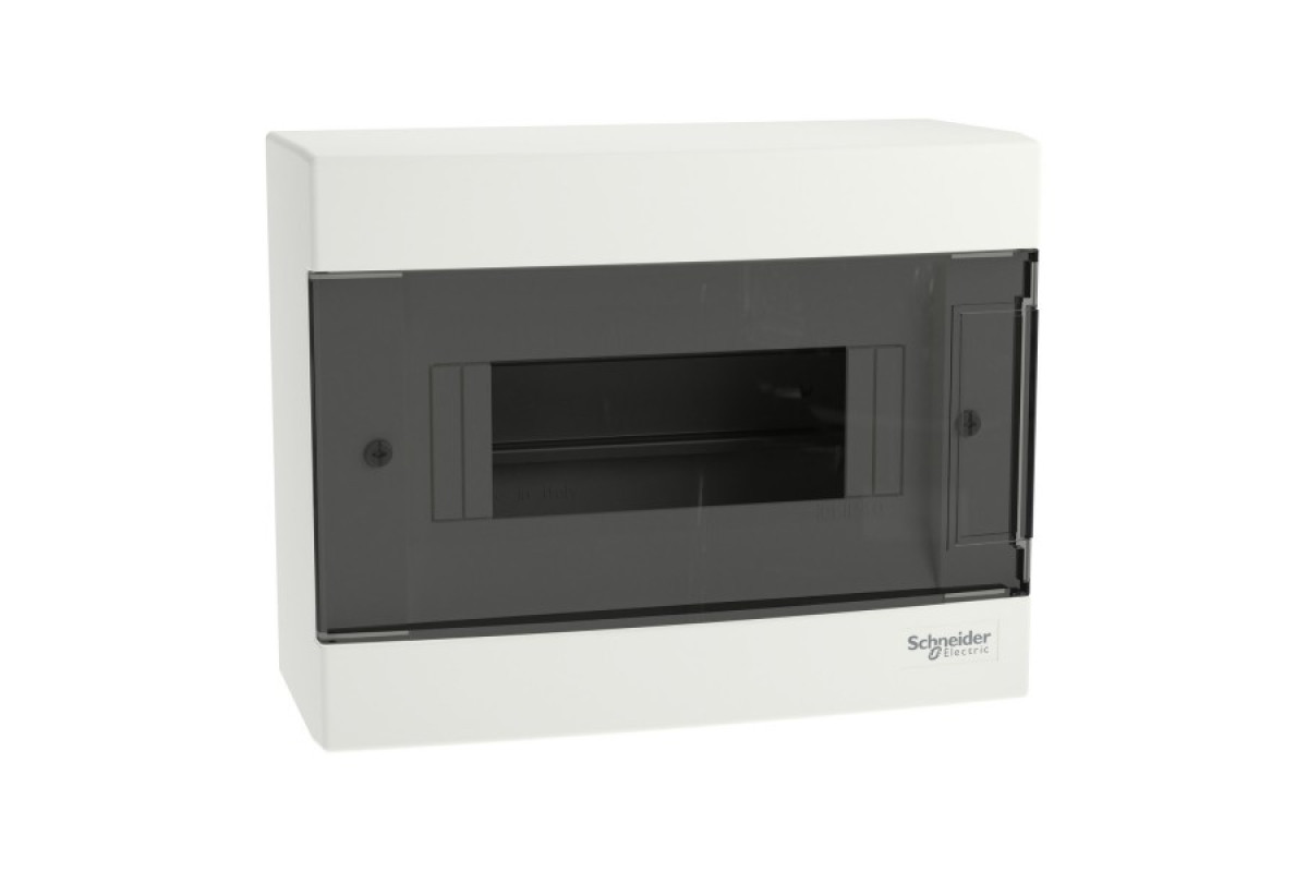 Щит пластиковый Easy9 EU, навесной, 1 ряд 8 модулей, дымчатая дверь (EZ9EUC108)