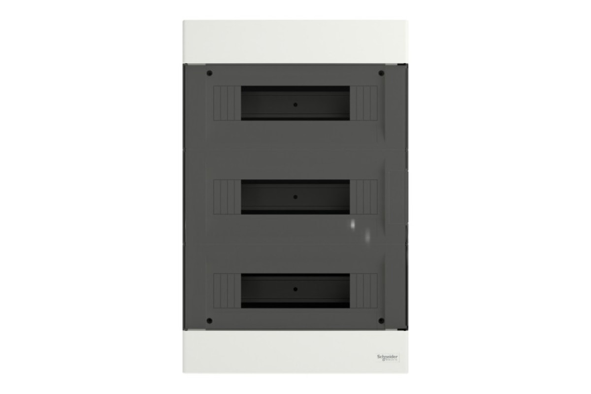 Щит пластиковий Easy9 EU, врізний, 3 ряди по 12 модулів, димчасті двері (EZ9EUA312)