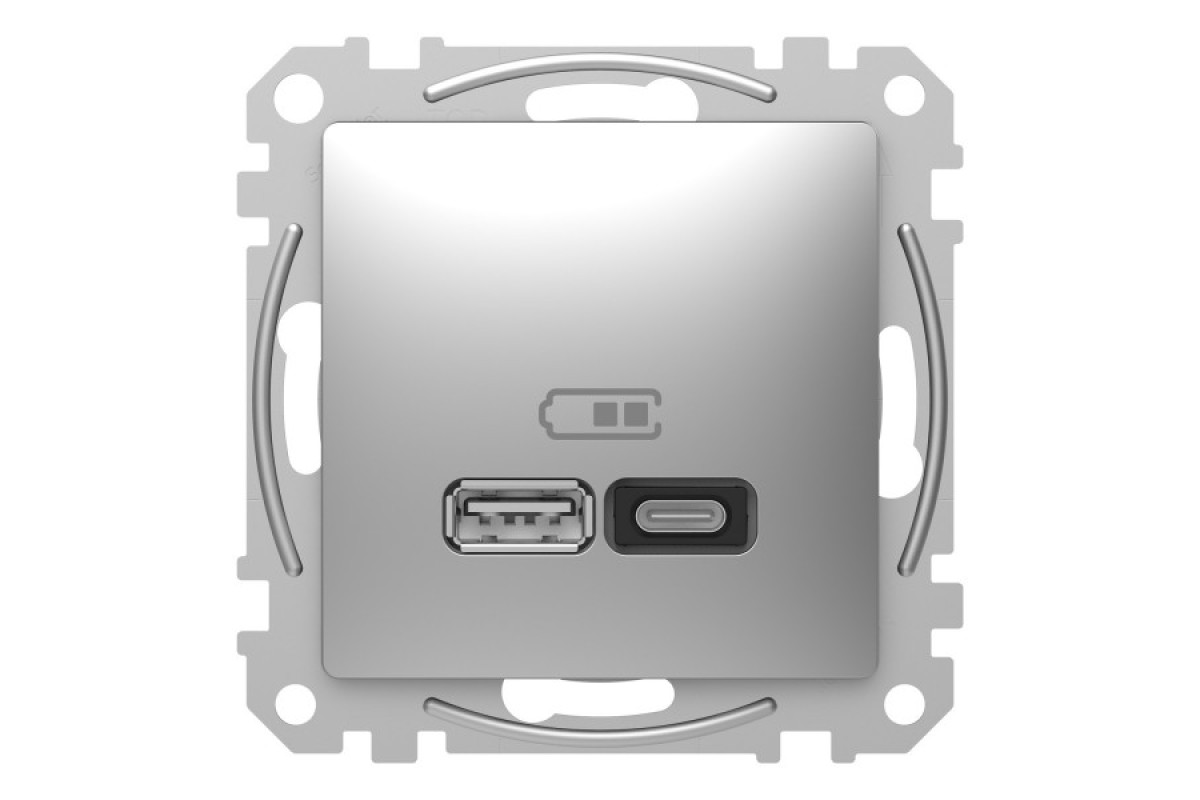 USB розетка A+C, 3 A, 45 Вт, Алюміній Sedna Design (SDD113404)