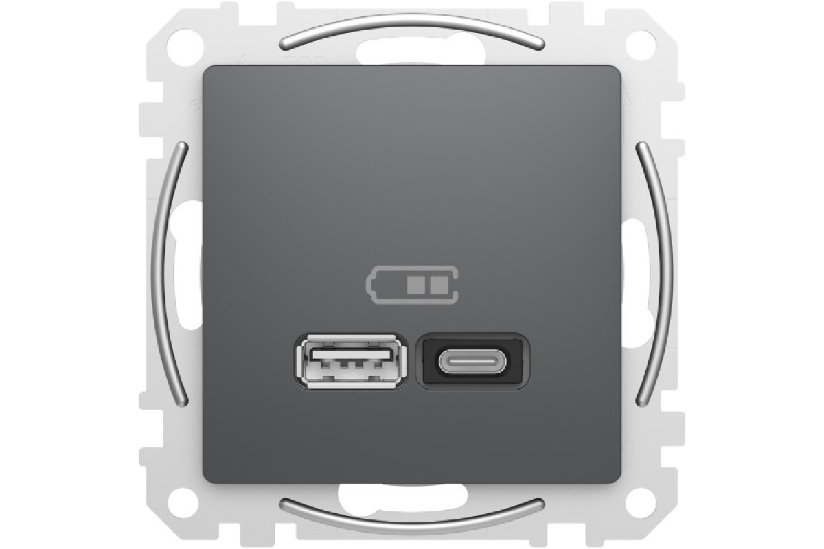 USB розетка A+C, 3 A, 45 Вт, Антрацит Sedna Design (SDD114404)