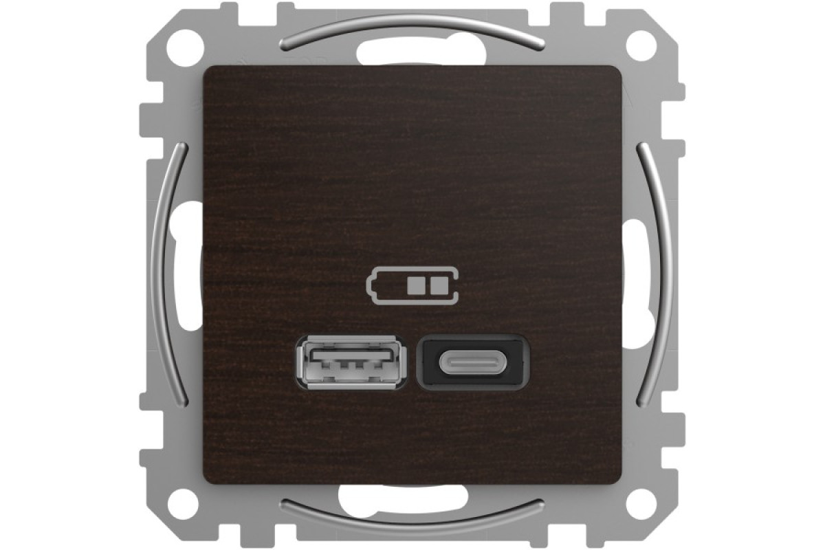 USB розетка A+C, 3 A, 45 Вт, Венге Sedna Elements (SDD181404)