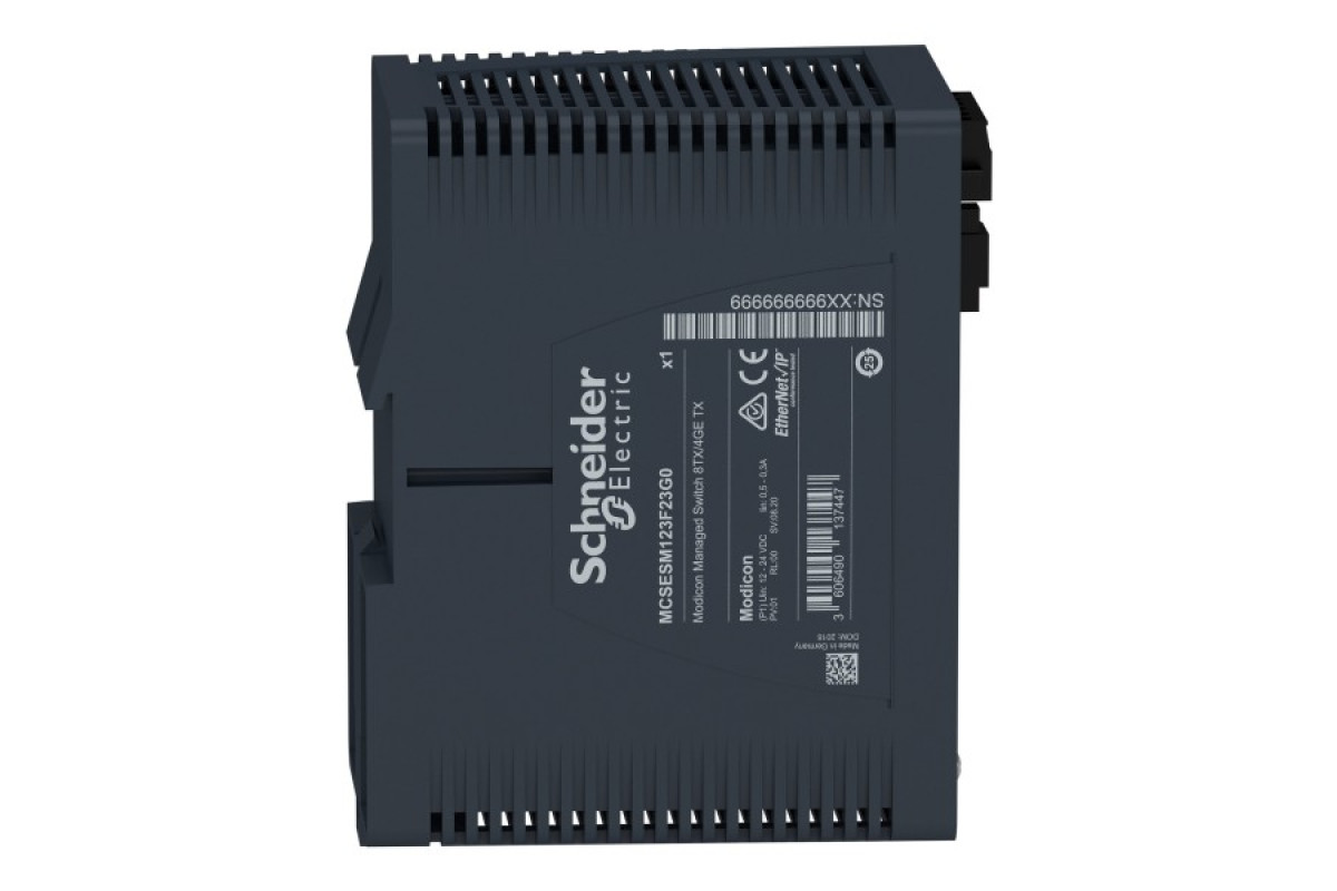 Керований мережевий комутатор Modicon, 8 портів для мідного кабелю, 4 гігабітні порти для мідного кабелю (MCSESM123F23G0)