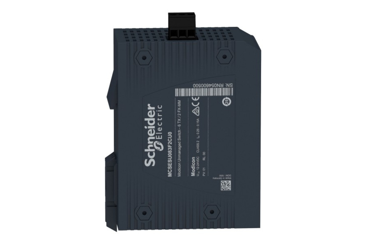 Некерований мережевий комутатор Modicon Standard, 6 портів для мідного кабелю, 2 порти для багатомодового оптоволокна (MCSESU083F2CU0)