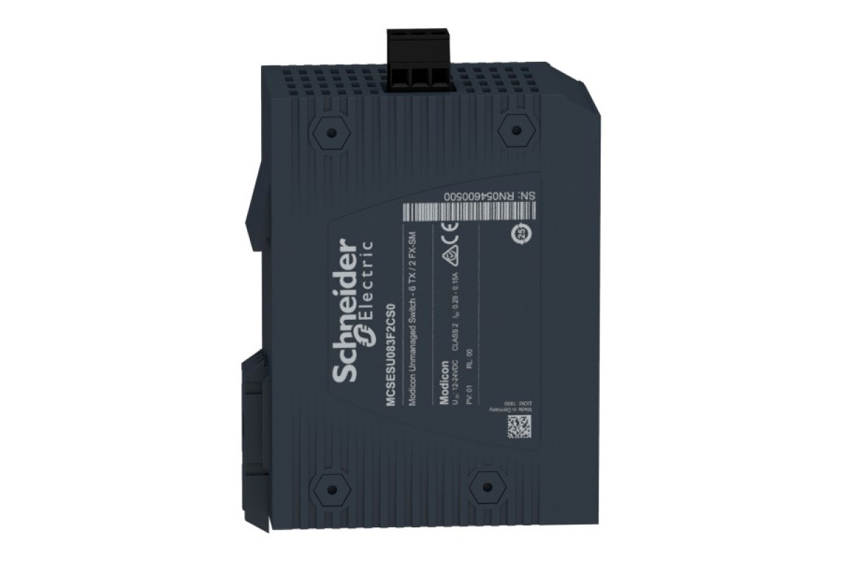 Некерований мережевий комутатор Modicon Standard, 6 портів для мідного кабелю, 2 порти для одномодового оптоволокна (MCSESU083F2CS0)