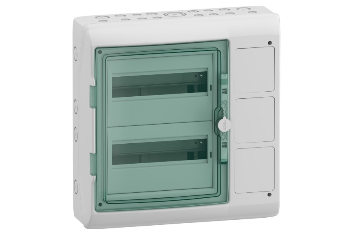 Модульний інтерфейсний щит, Mureva, 2х12 модулів, 4 отвори, (Ш)448мм x (В)460мм, клемний блок заземлення (13991)