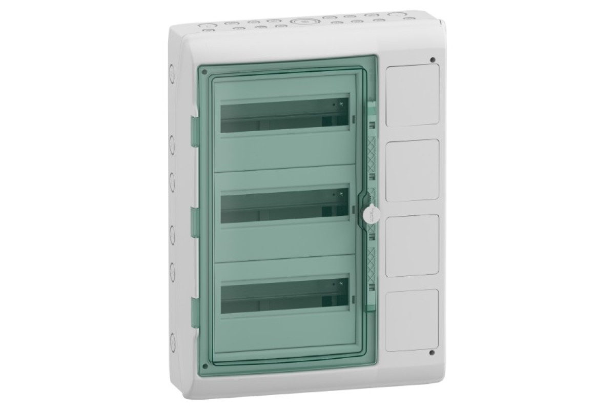 Модульный интерфейсный щит, Mureva, 3x12 модулей, 4 отверстия, (Ш)448мм x (В)610мм, клеммный блок заземления и нейтрали (13440)