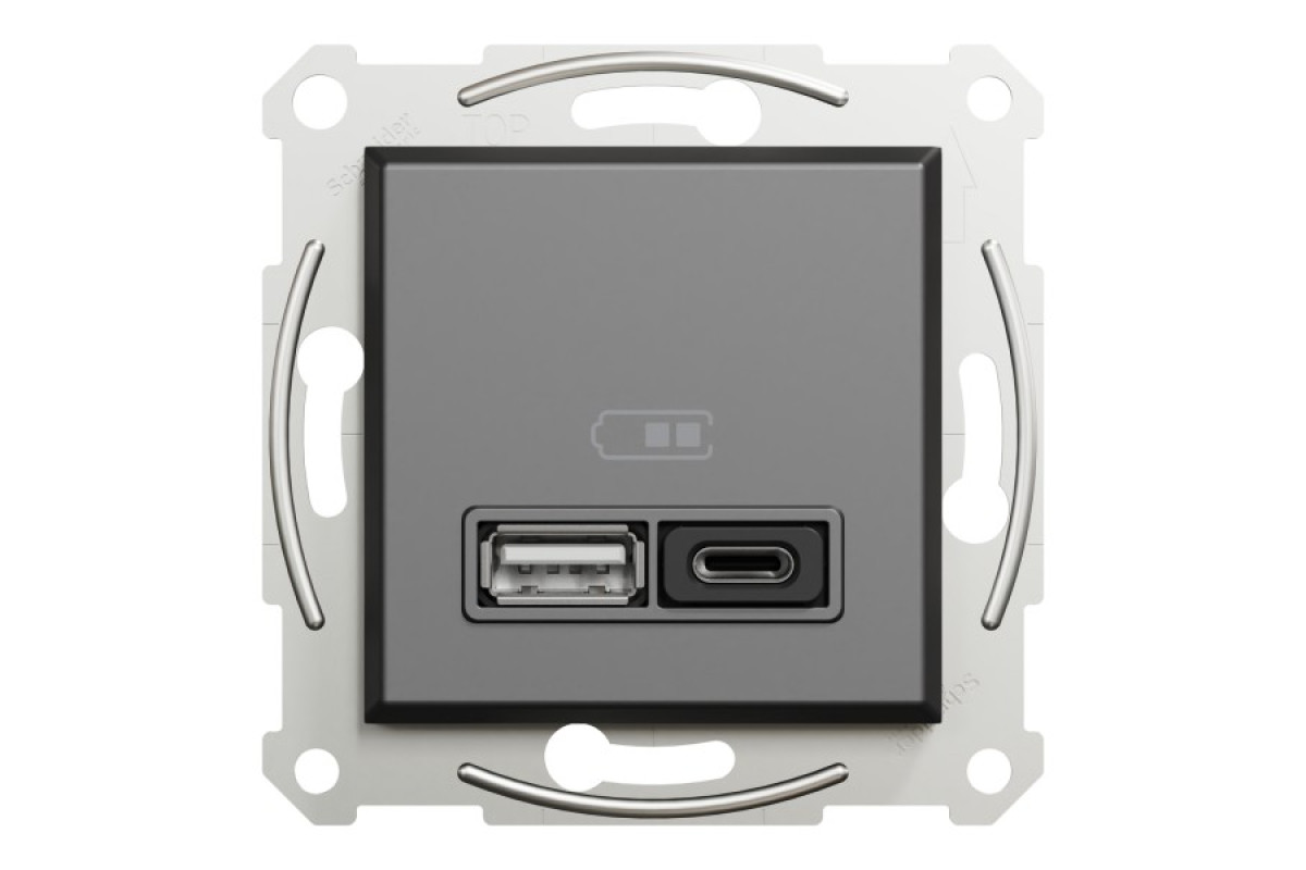 USB розетка А+С, 3 А, 45 Вт, антрацит (EPH2700471)