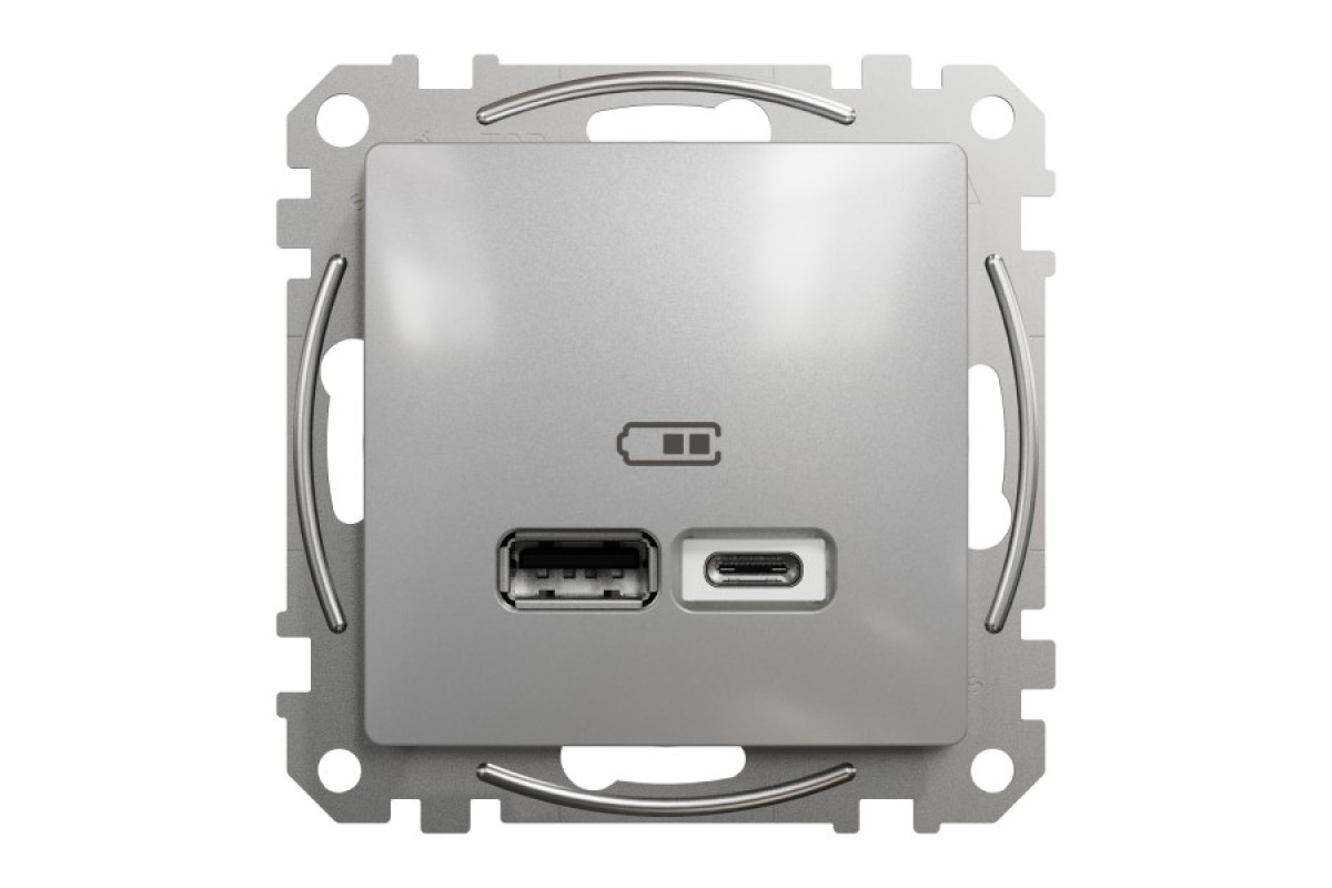 USB розетка ип A+C 2,4A Алюміній Sedna Design (SDD113402)