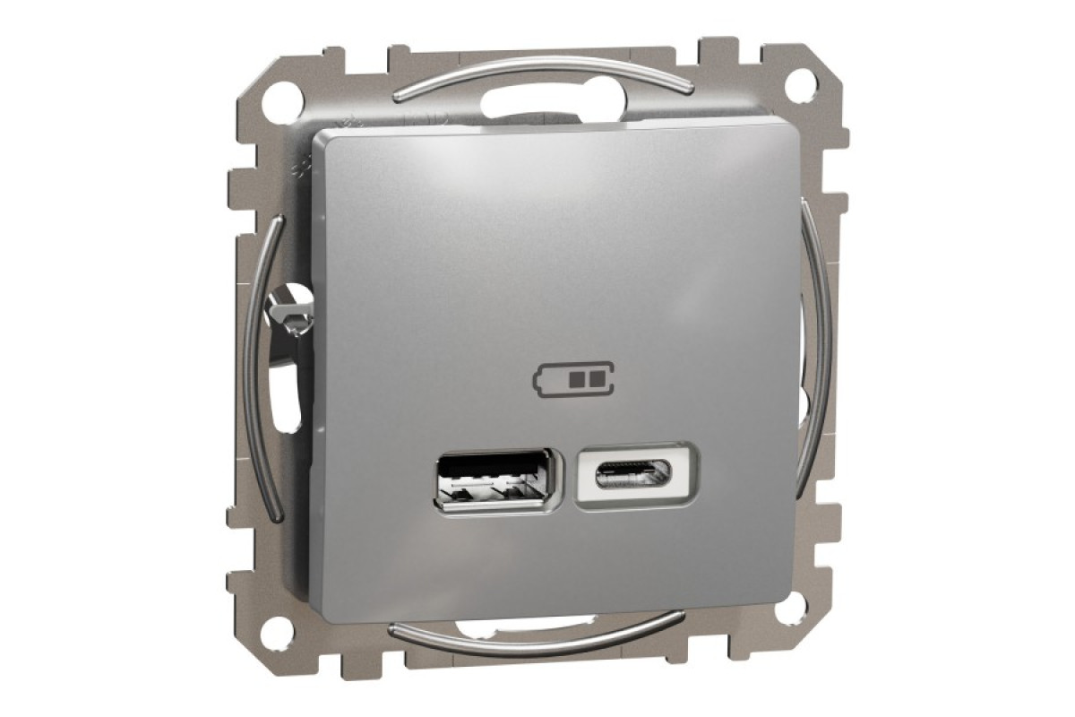USB розетка ип A+C 2,4A Алюміній Sedna Design (SDD113402)